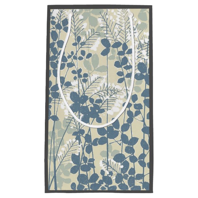 Petit Sac Cadeau Fleur de feuille bleue asiatique japonaise (Devant)