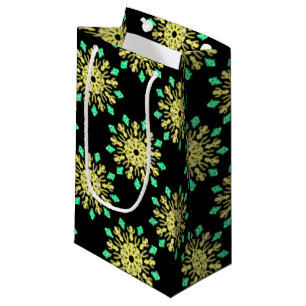 Petit Sac Cadeau Fleur de néon jaune et vert