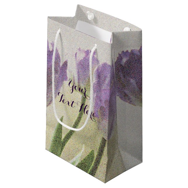 Petit Sac Cadeau Fleur de tulipe violet personnalisé fête en faveur (Devant Angle)