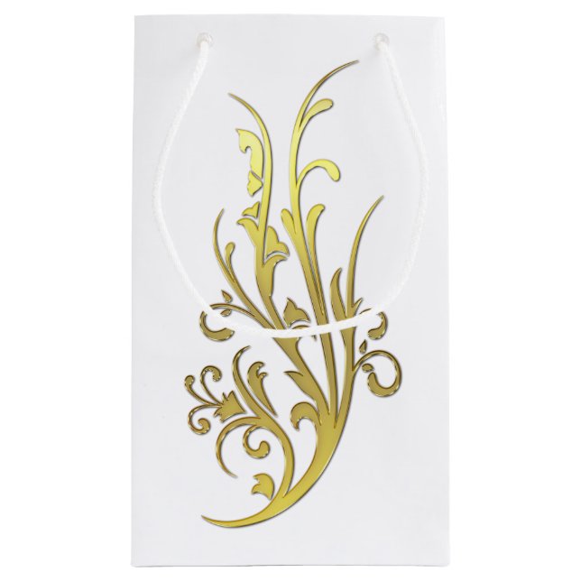 Petit Sac Cadeau Fleur d'or fausse de luxe abstrait (Dos)