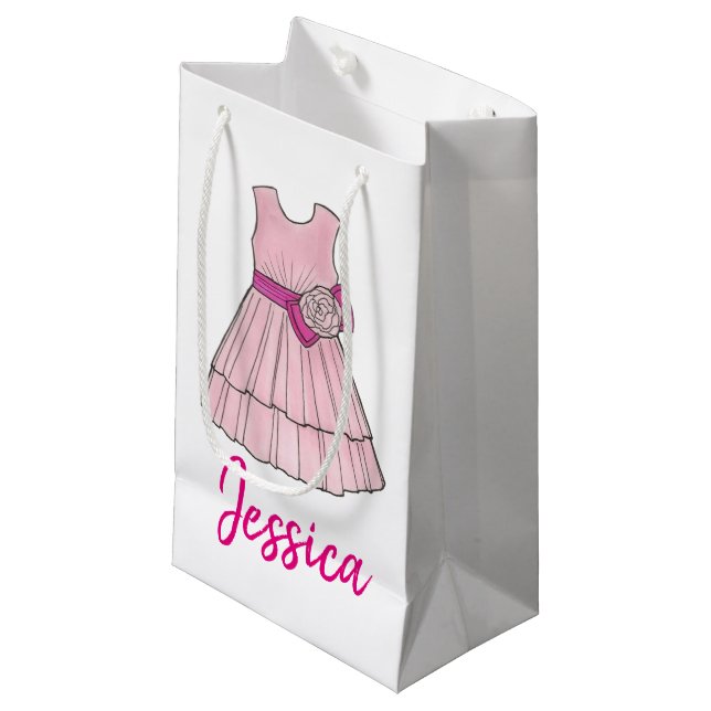 Petit Sac Cadeau Fleur Fille Mariée Fête de mariage rose Gown (Devant Angle)