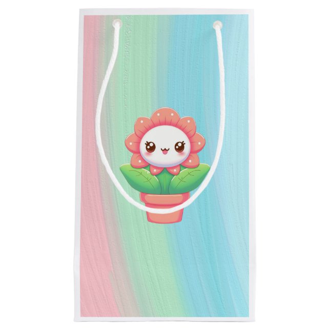 Petit Sac Cadeau Fleur mignonne, capricieuse en pot (Devant)