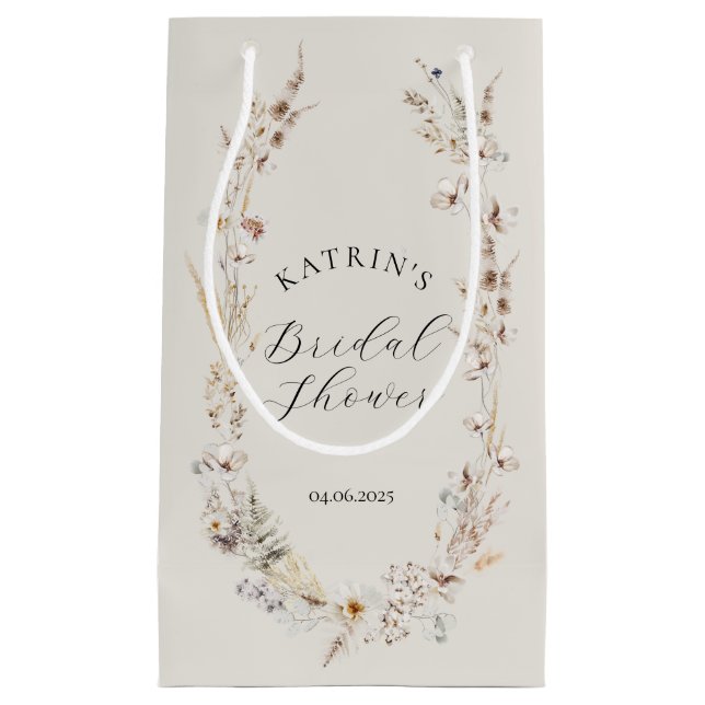 Petit Sac Cadeau Fleur Sauvage Bohème Élégant Rustique Baby Shower  (Devant)