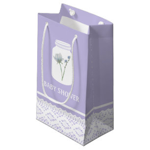 Petit Sac Cadeau Fleur sauvage Mason Jar et Baby shower dentelle