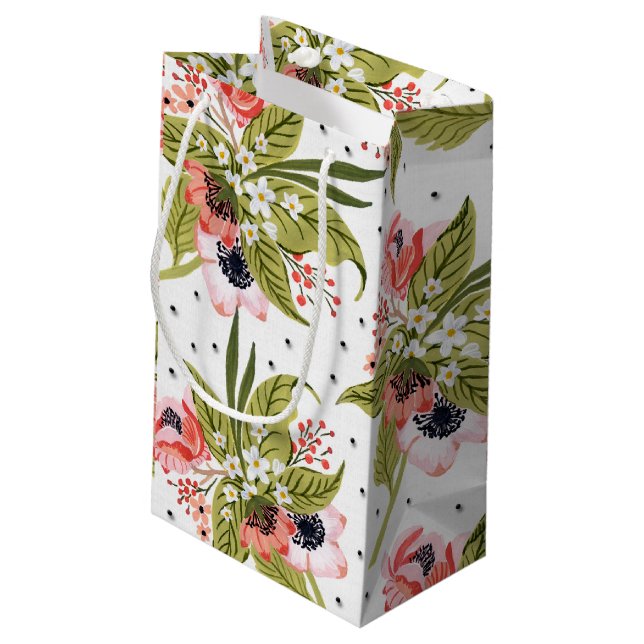Petit Sac Cadeau fleuris et points (Dos Angle)