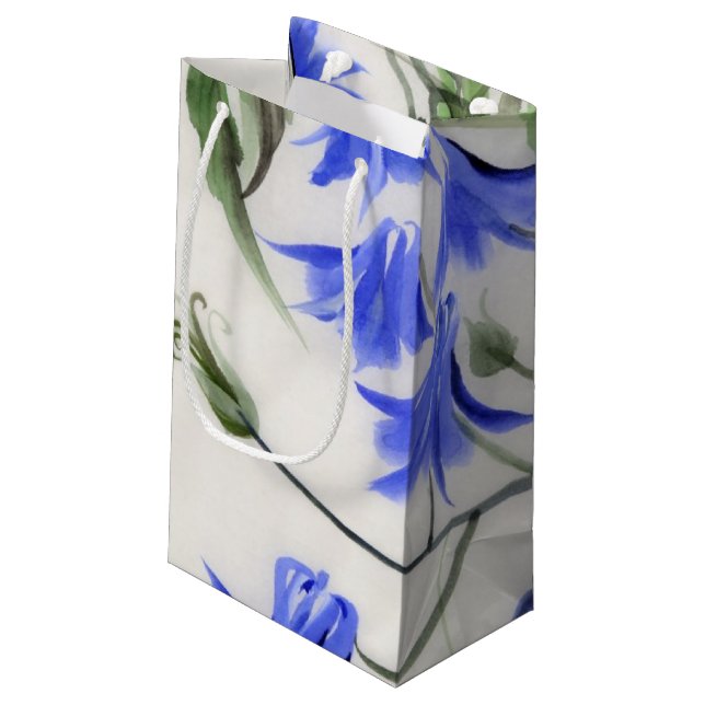 Petit Sac Cadeau Fleurs bleues (Dos Angle)