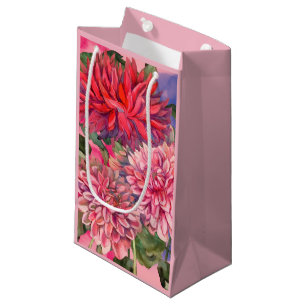 Petit Sac Cadeau fleurs dahlias