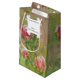 Petit Sac Cadeau Fleurs de cactus roses du désert Peachy