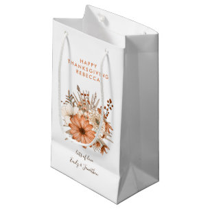 Petit Sac Cadeau Fleurs de feuillage d'automne Nom du Bon thanksgiv