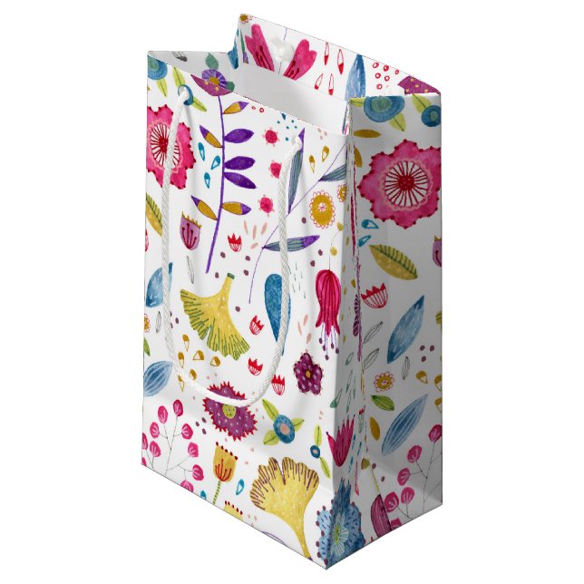 Petit Sac Cadeau Fleurs de haie aquarelle (Devant Angle)