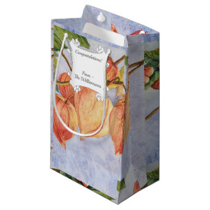 Petit Sac Cadeau Fleurs de lanternes chinoises orange
