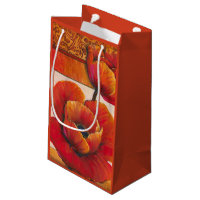 Fleurs de pavot sur Tan et Arrière - plan orange