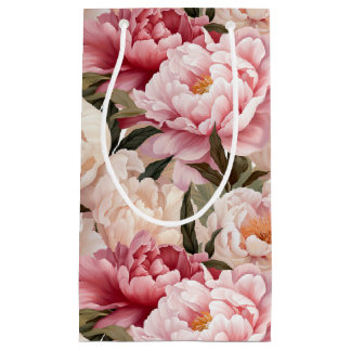 Petit Sac Cadeau Fleurs de pivoine Grande teinte de crème rose fleu