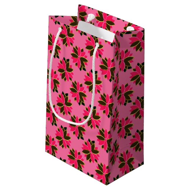 Petit Sac Cadeau Fleurs de Poinsététie en métal-17-Rose-Or-GIFT SAG (Dos Angle)