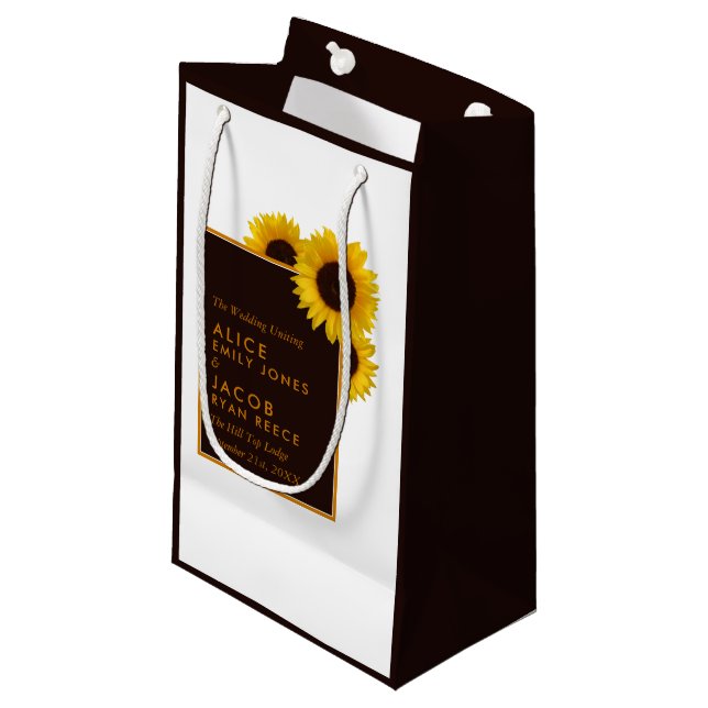 Petit Sac Cadeau Fleurs de soleil rustiques - Mariage floral (Devant Angle)