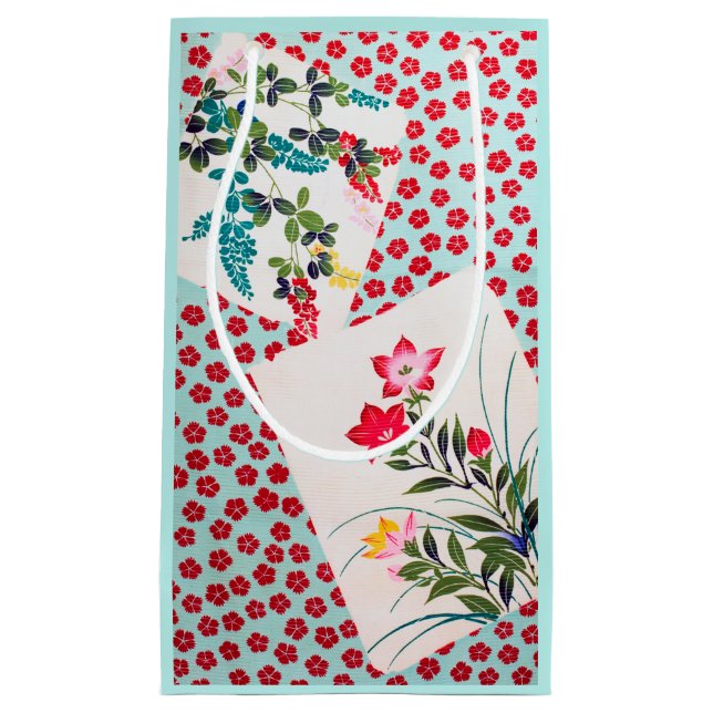 Petit Sac Cadeau Fleurs, design japonais (Devant)
