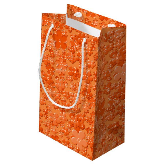 Petit Sac Cadeau Fleurs dispersées, Sac-CADEAU Orange (Dos Angle)