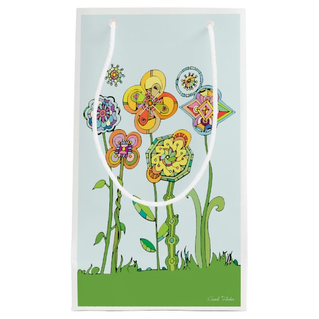 Petit Sac Cadeau Fleurs Fantaisistes (Devant)