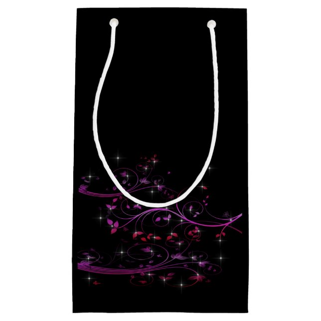 Petit Sac Cadeau Fleurs roses chaudes (Devant)