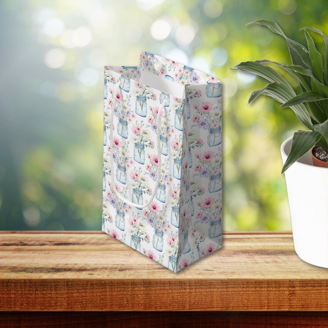 Petit Sac Cadeau Fleurs sauvages dans des pots Mason  (Créateur téléchargé)