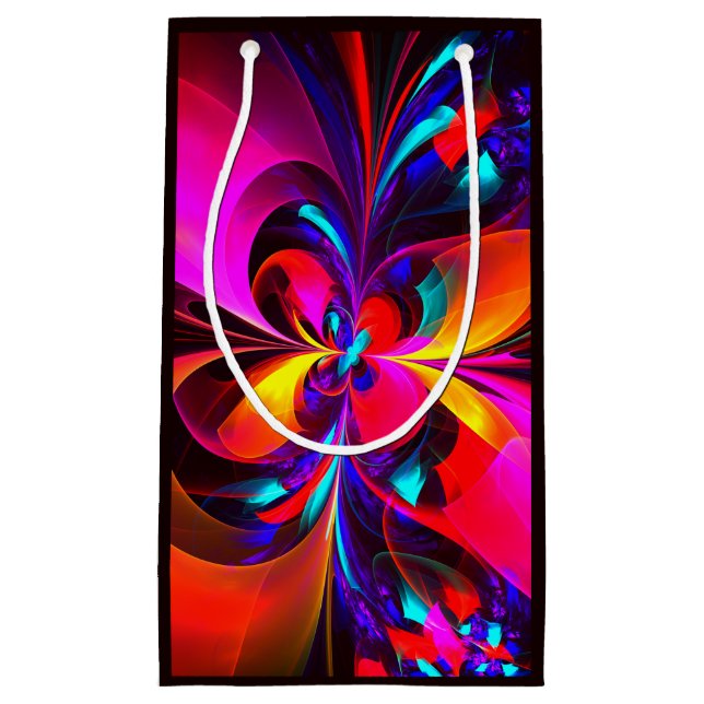 Petit Sac Cadeau Floral moderne Art Abstrait Rouge Bleu Motif #07 (Devant)