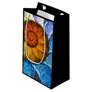 Petit Sac Cadeau Floral Orange Bleu Jaune Art Abstrait