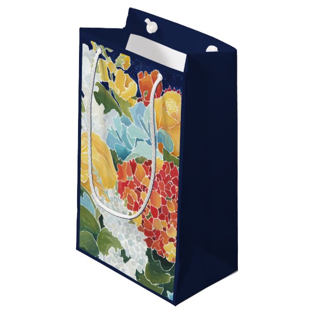 Petit Sac Cadeau Florals II de minuit (Devant Angle)