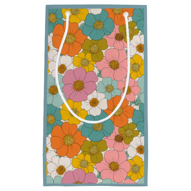 Petit Sac Cadeau Flore hippie rétro (Devant)