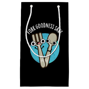 Petit Sac Cadeau Fork Goodness Sake Funny Utensio Pun Dark BG