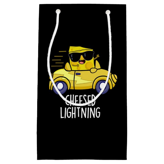 Petit Sac Cadeau Foudre au fromage Funny Cheese Pun Dark BG (Devant)