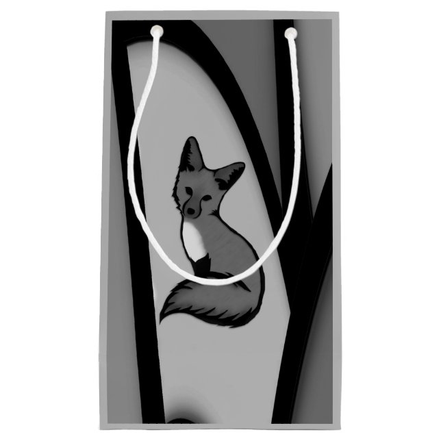 Petit Sac Cadeau Fox Design d'art moderne en argent (Devant)