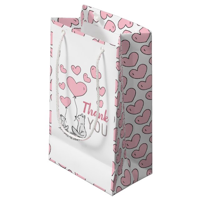 Petit Sac Cadeau Fox Hearts Baby shower Merci Favoriser (Devant Angle)