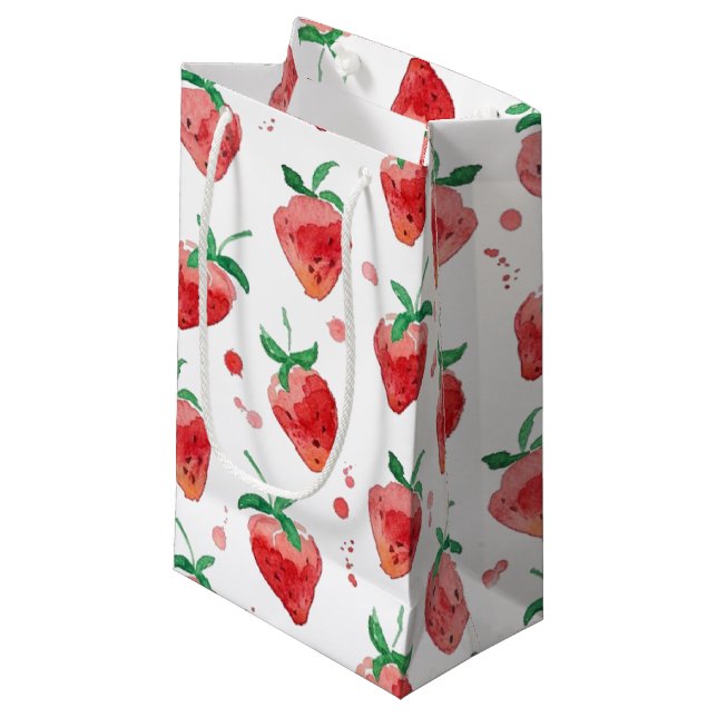 Petit Sac Cadeau Fraise (Devant Angle)