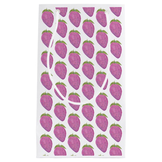 Petit Sac Cadeau Fraise d'aquarelle rose pâle (Devant)