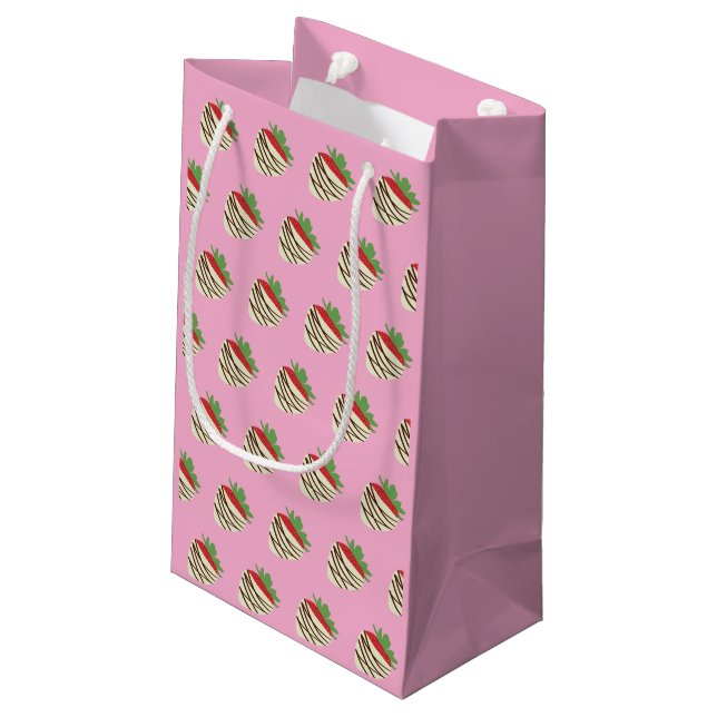 Petit Sac Cadeau Fraise recouverte de chocolat blanc (Dos Angle)