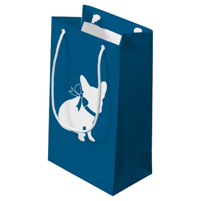 Petit Sac Cadeau French Bulldog Theme Party - Baby shower Blue (Dos Angle)