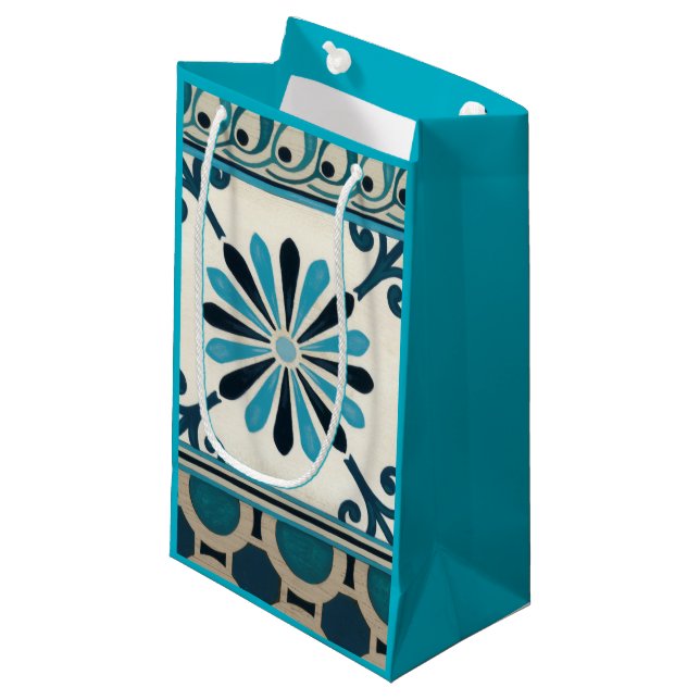 Petit Sac Cadeau Frise Indigo II non embellie (Devant Angle)