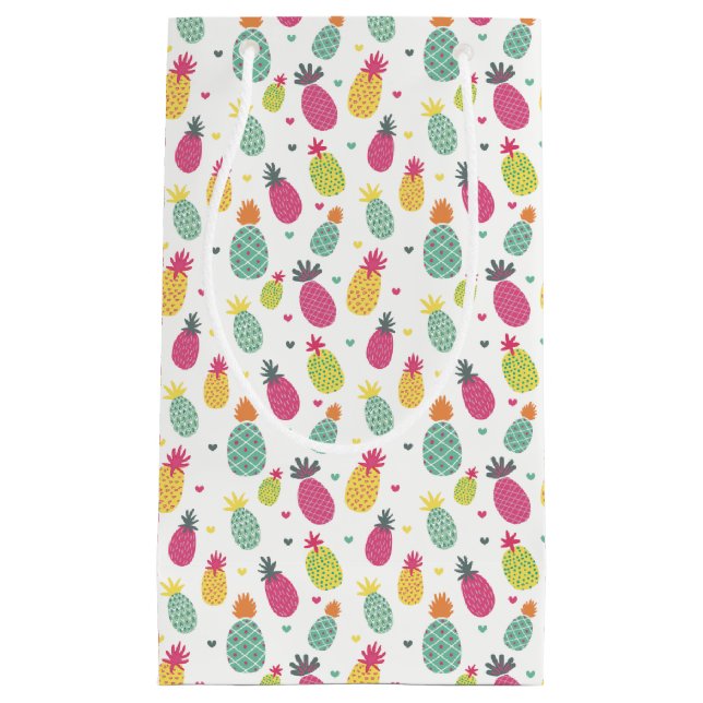 Petit Sac Cadeau Fun Bright Tropical Pineappy motif (Devant)