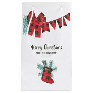 Petit Sac Cadeau Fun Buffalo Plaid Lumberjack Bear Noël