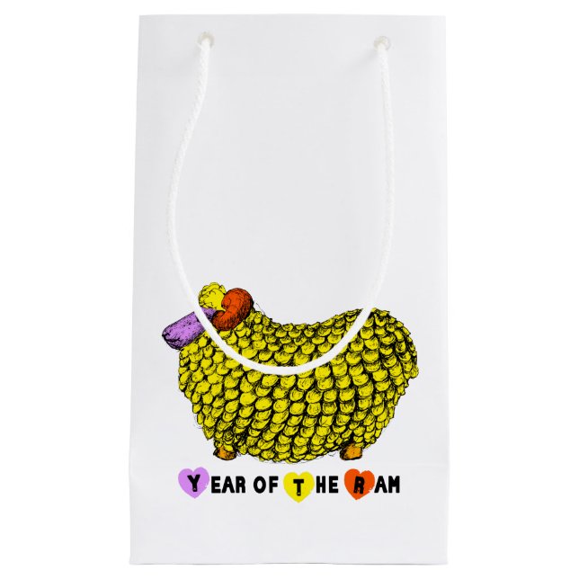 Petit Sac Cadeau Funky Jaune Ram Chinois Année Zodiac Anniversaire  (Devant)