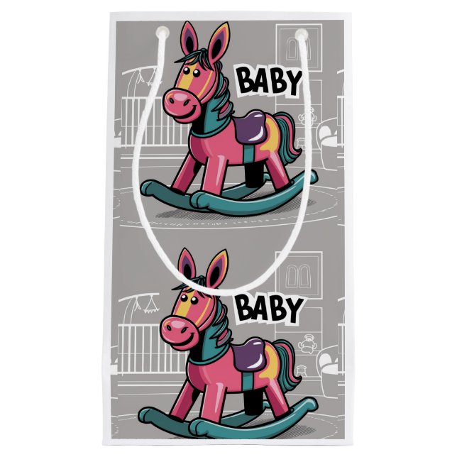 Petit Sac Cadeau Funny Nouveau bébé Rocking Horse Abstrait (Devant)