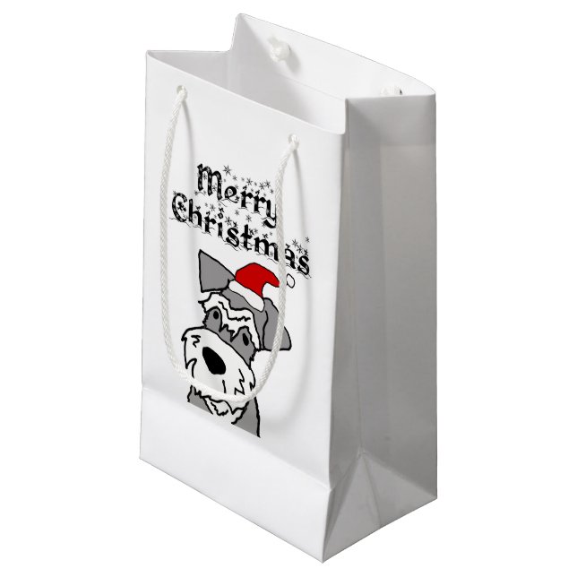 Petit Sac Cadeau Funny Schnauzer Dog Joyeux Noël (Devant Angle)
