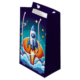 Petit Sac Cadeau Fusée rétro de l'espace