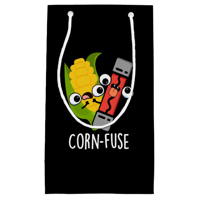 Petit Sac Cadeau Fusible de maïs Funny Confused Pun Dark BG (Devant)