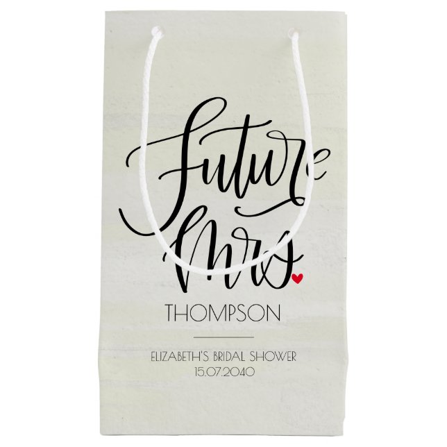 Petit Sac Cadeau Future Mme Cérémonie de Fiançailles Calligraphie M (Devant)