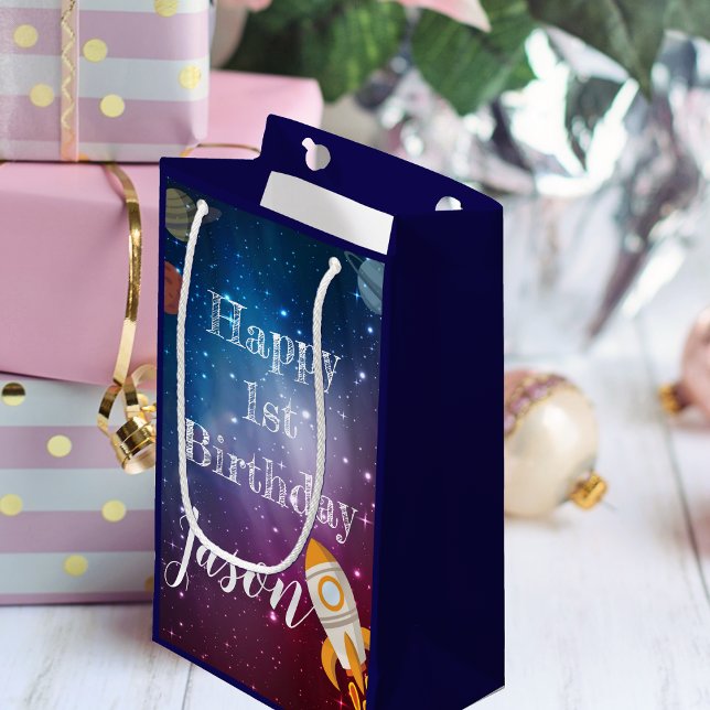 Petit Sac Cadeau Galaxy Space Baby Name 1st Birthday Party Favorise (Galaxy Space Baby Name 1st Birthday Party Favor Small Gift Bag)