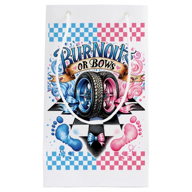 Petit Sac Cadeau Gender Reveal Baby Shower Burnouts Bows Gift Bag (Devant)