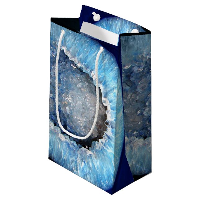 Petit Sac Cadeau Géode cristal bleu tombé (Devant Angle)