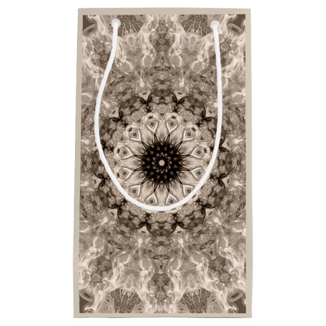 Petit Sac Cadeau géométrique, beige, marron, mandala (Devant)