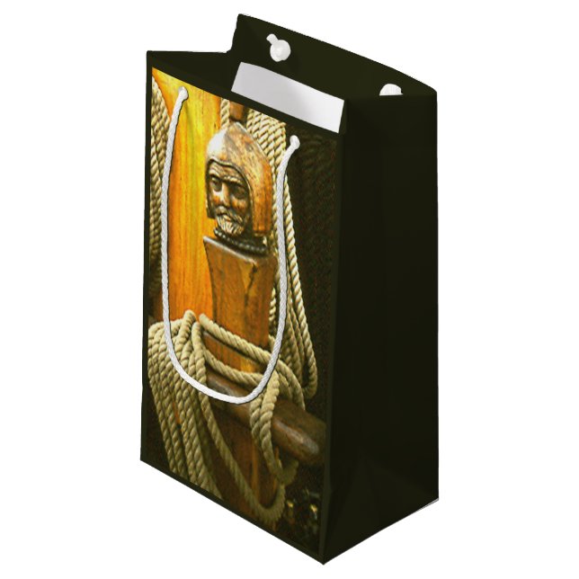 Petit Sac Cadeau Gift Bag - Wooden Capstan and Rope (Devant Angle)